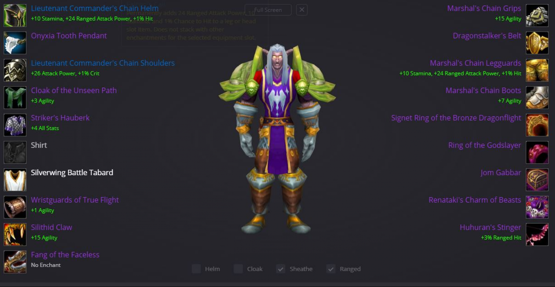 Rank 12 night elf male hunter benediction