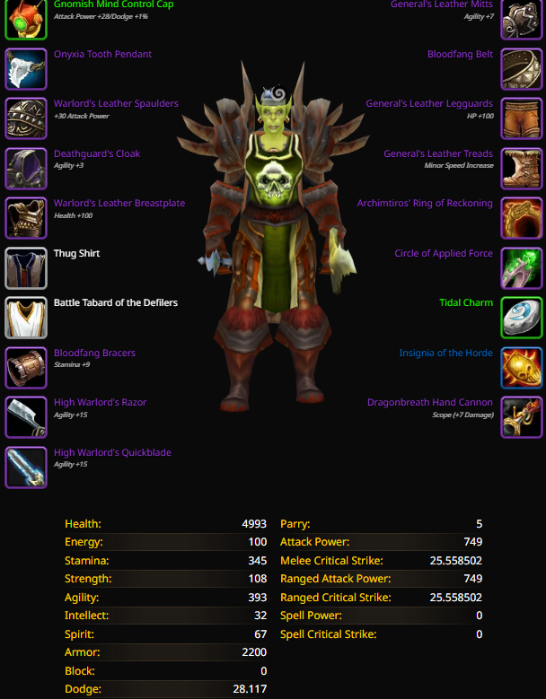 Rank 14 orc female rogue spineshatter