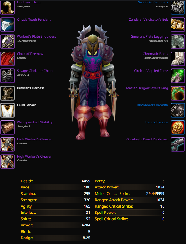Rank 14 orc female warrior nightslayer