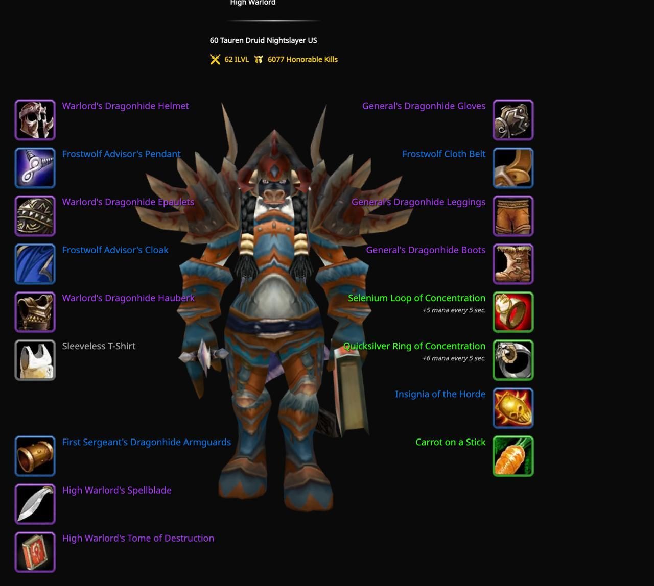 Tauren female druid nightslayer 4